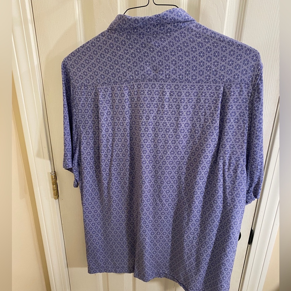 NAT NAST Luxury Originals Blue Geometric Button Up Shirt Pocket Rayon Mens Large - Picture 2 of 9